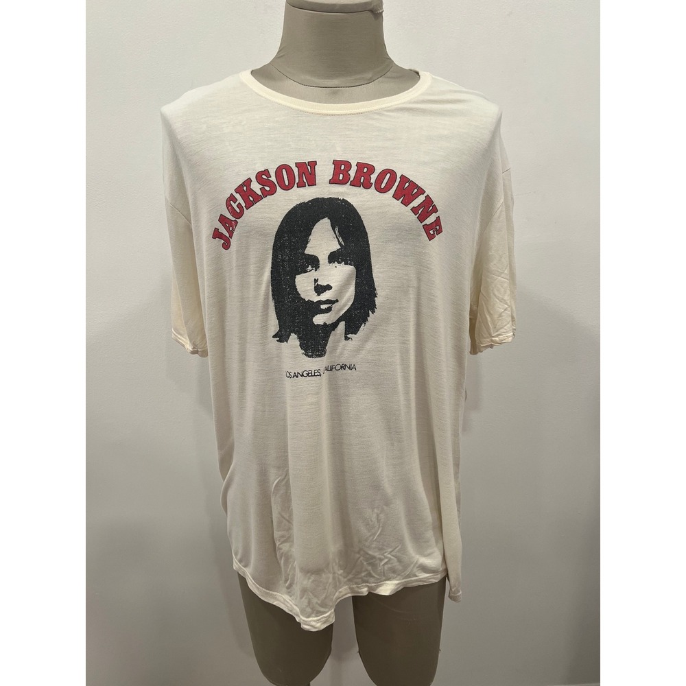 The Grain Collective Men's Jackson Browne Graphic T Shirt Cream Rock Size XL